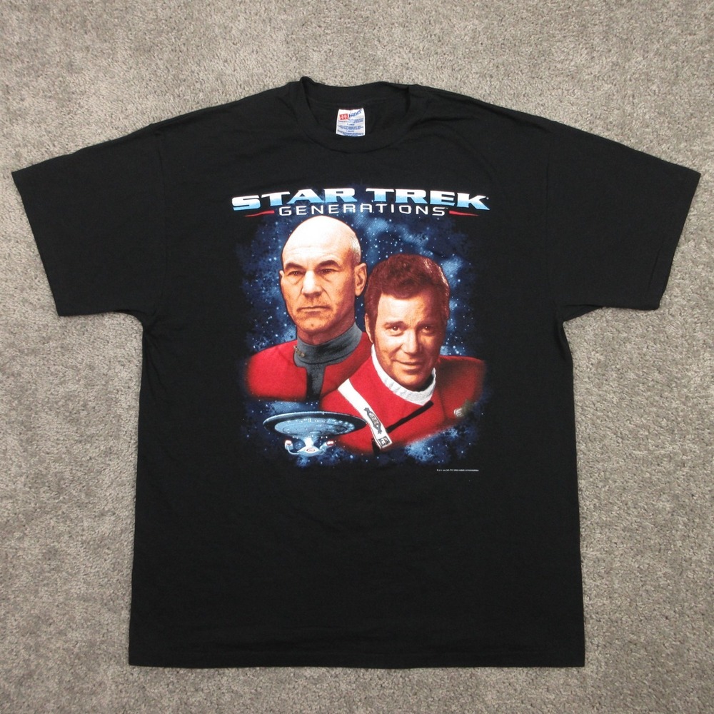 Vintage Star Trek Shirt Mens XL Black Generations 1994 Promo Graphic Tee EUC PAR